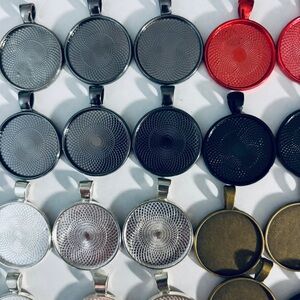 22 Various Colour 25mm Bezel Pendant Trays, NWT